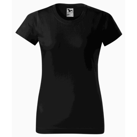 Klasszikus környakas női póló fekete, FELNŐTT méretben /XS - 3XL-IG/