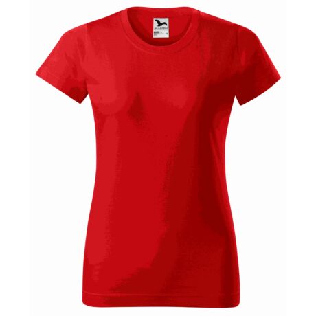 Klasszikus környakas női póló piros, FELNŐTT méretben /XS - 2XL-IG/