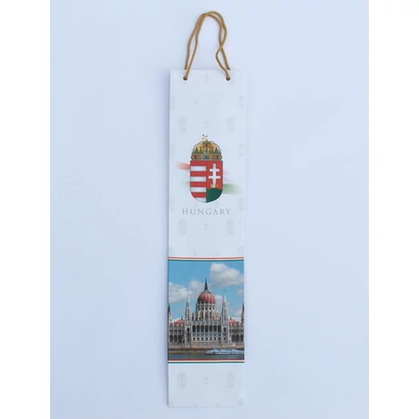 Ajándék dísztasak italos, magyar címerrel, parlament képpel