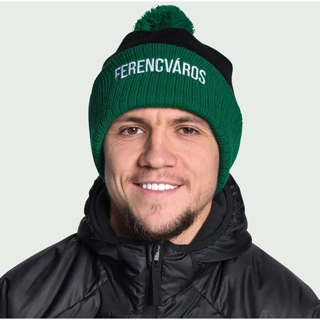 Ferencváros fekete-zöld kötött sapka, bojttal